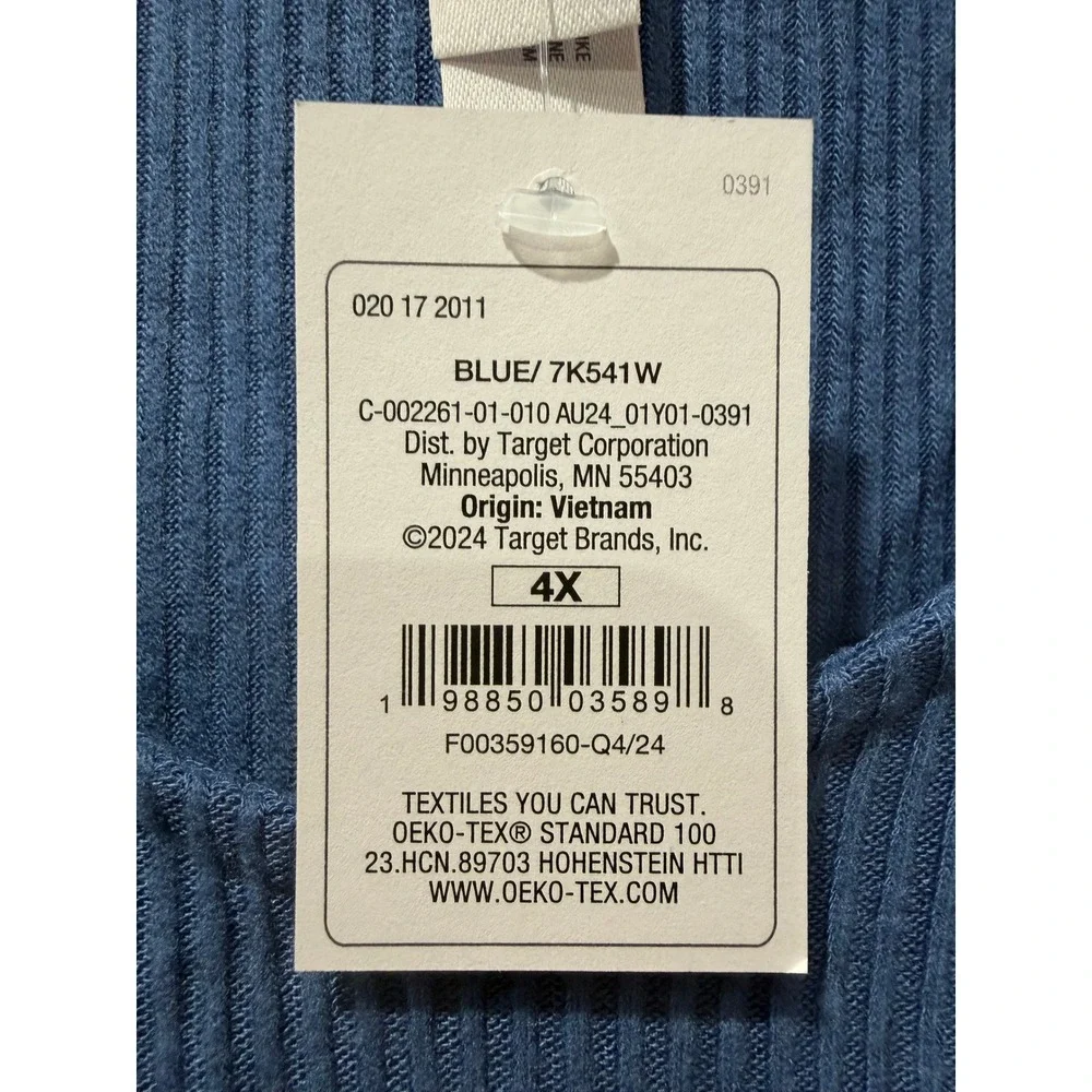 Auden Blue Ribbed Pajama Tank Top Womens Plus Size 4X Sleepwear 7K541W NWT - Picture 2 of 3